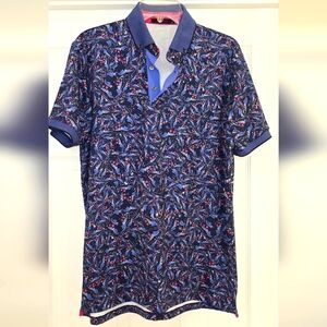 Greyson Men's Casual Button Down Shirt - Blue and Red Pattern